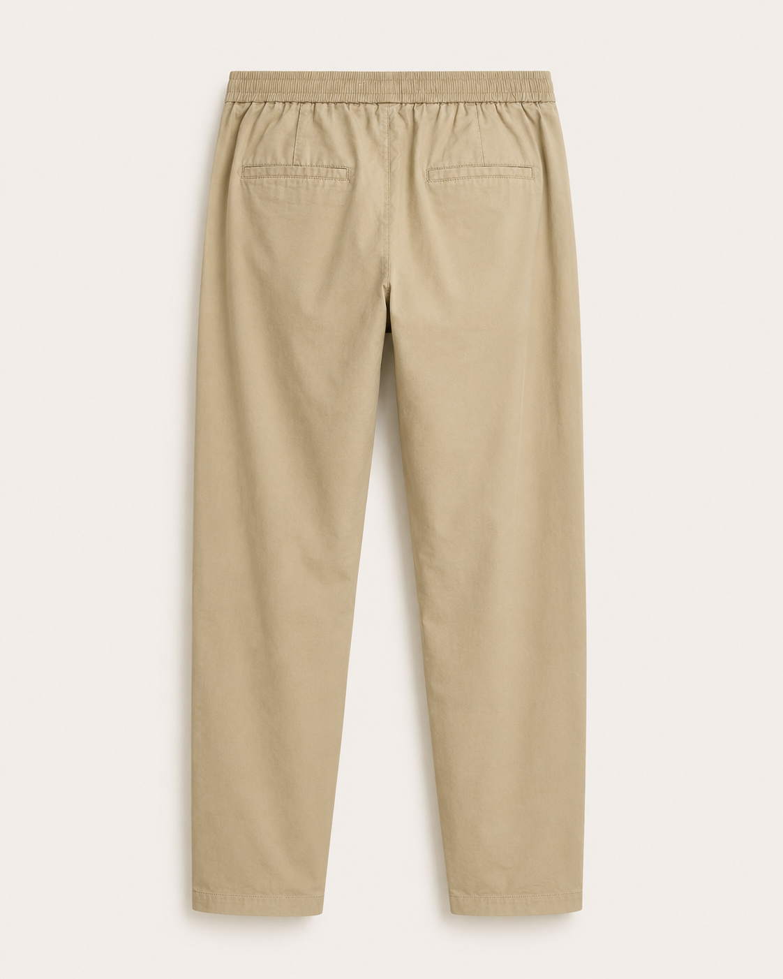 Pantalone uomo carrot fit beige in fresco cotone con vita elastica