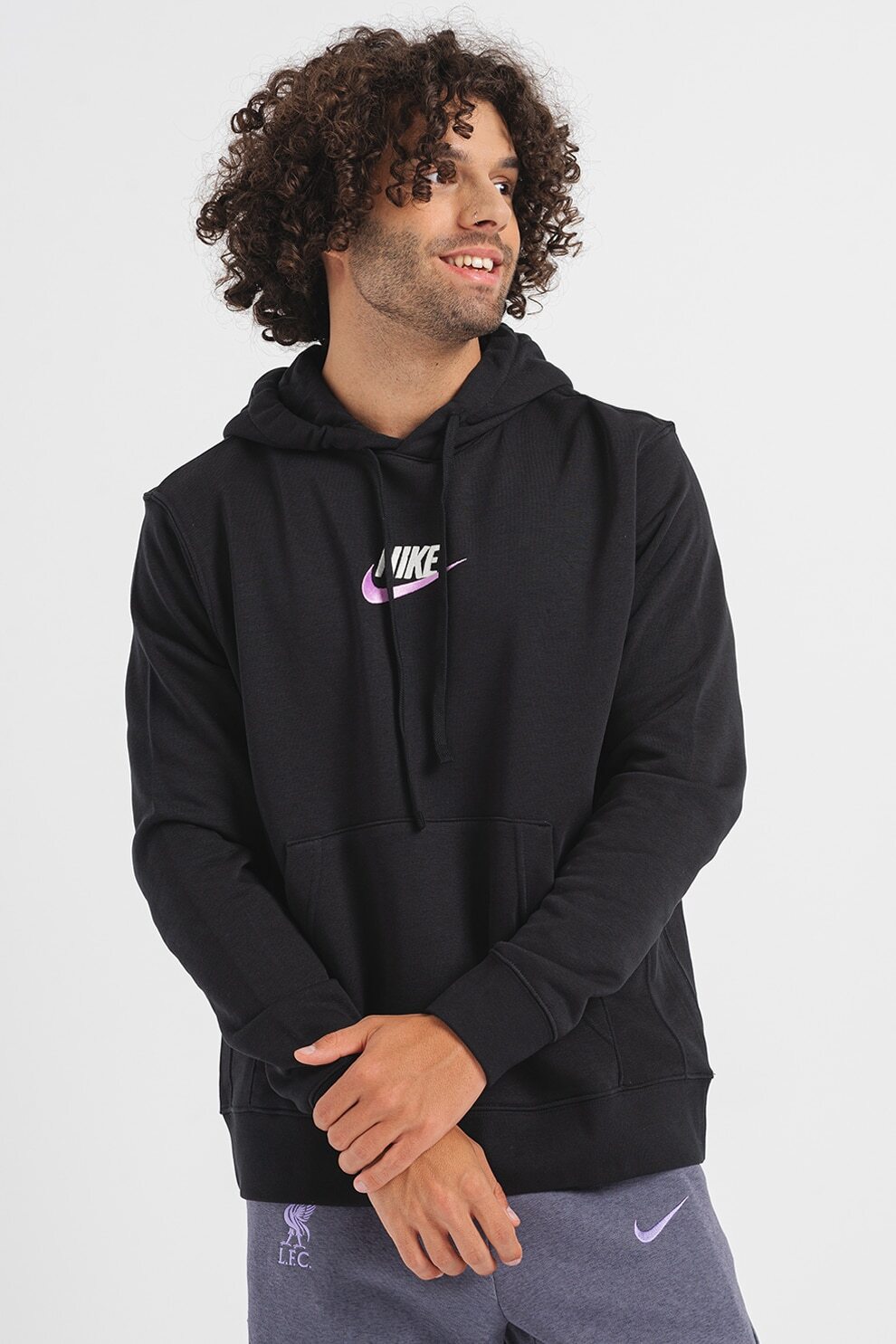 Felpa con cappuccio Nike nero
