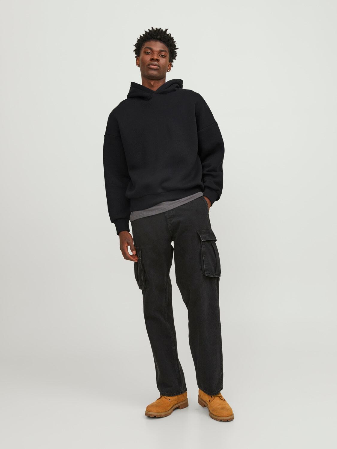 Felpa Loose con cappuccio Jack&Jones nero
