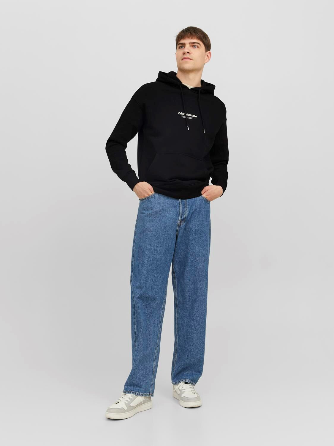 Felpa Loose con cappuccio Jack&Jones nero