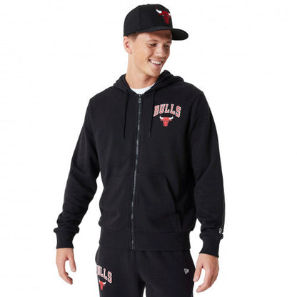 Giacca Chicago Bulls con cappuccio New Era nero