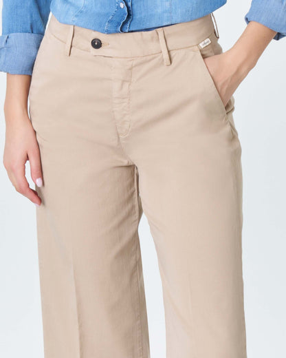 Pantaloni in cotone donna Roy Roger's Lais cut beige