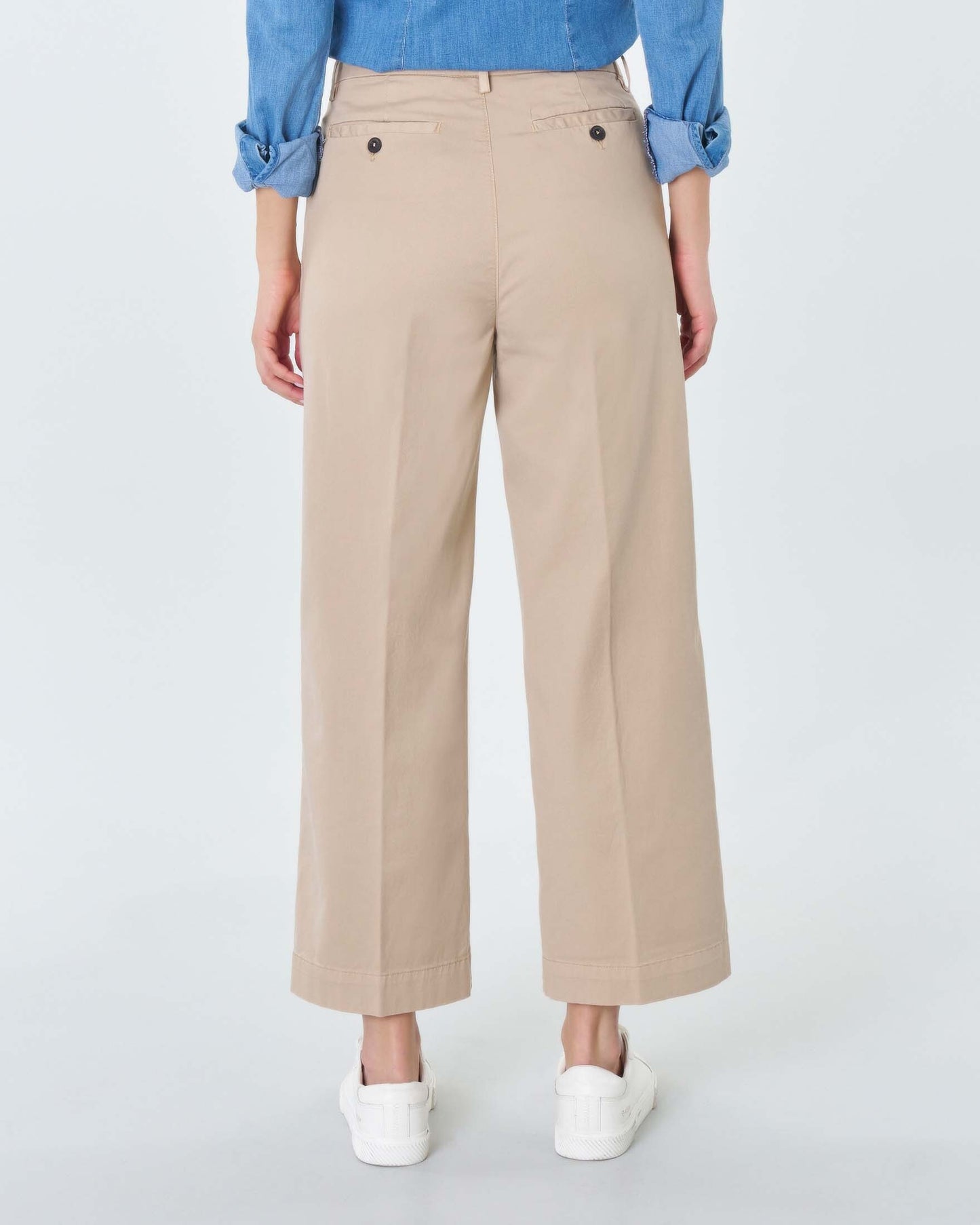 Pantaloni in cotone donna Roy Roger's Lais cut beige