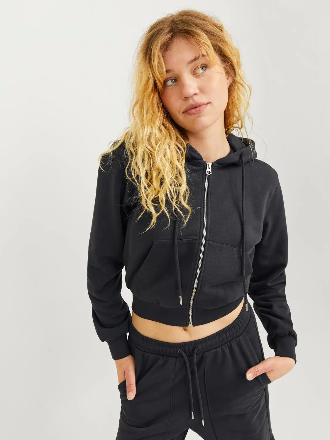 Giacca con cappuccio zip JJXX nero