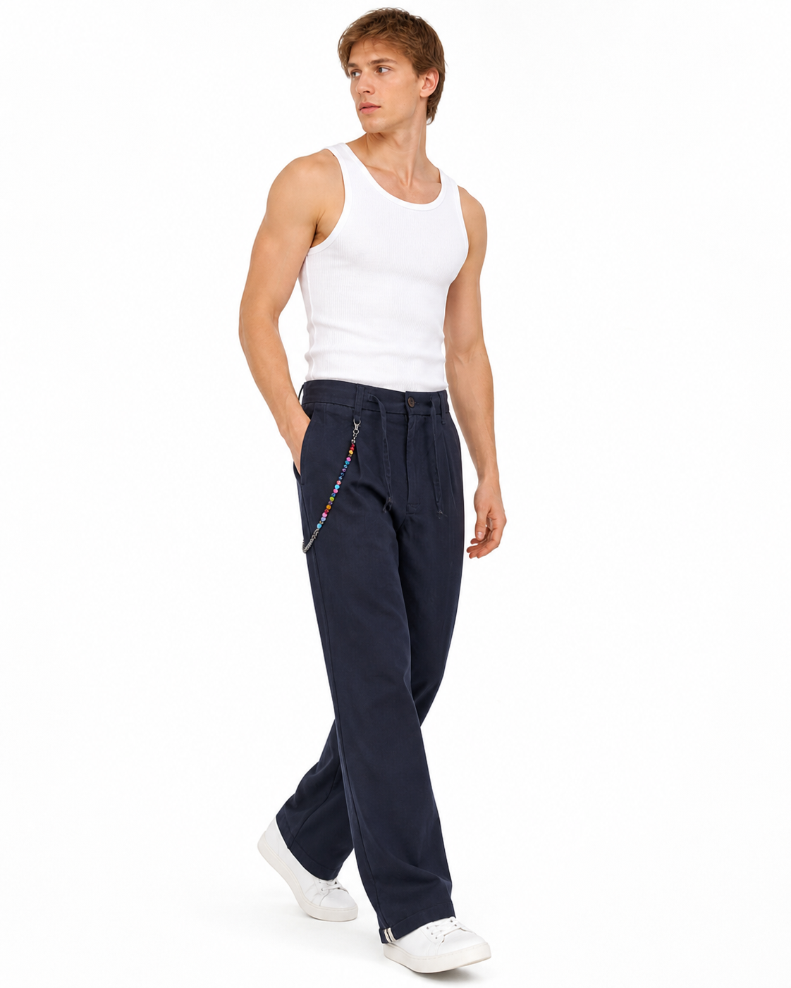 Pantalone Largo blu in cotone