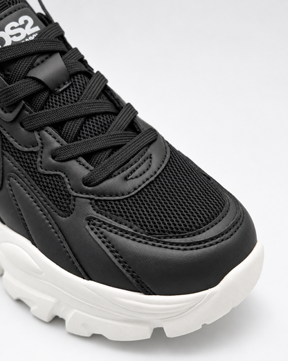 DROPSEASON2 sneakers chunky donna nera - dettaglio punta e mesh