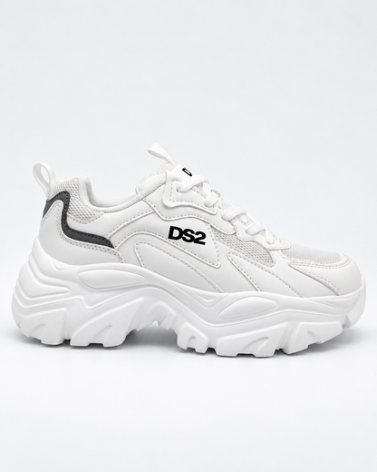 Sneakers DS2 donna bianche con suola alta - lato esterno