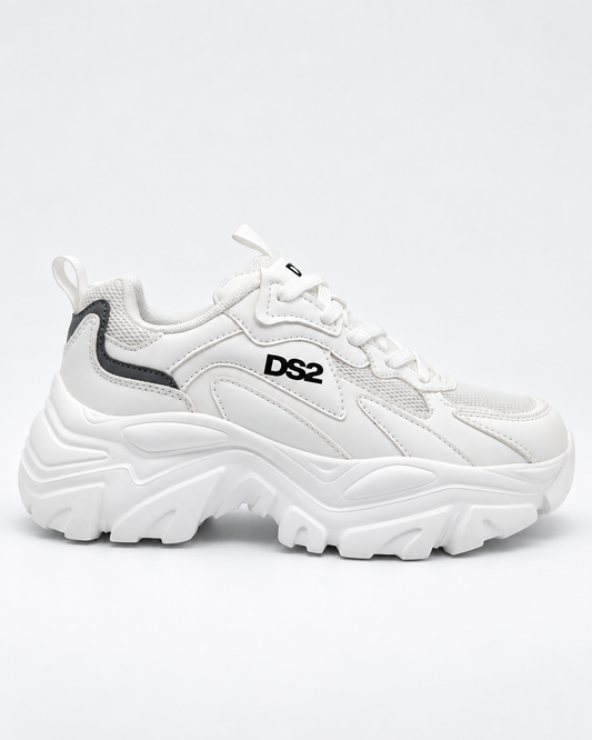 Sneakers DS2 donna bianche con suola alta - lato esterno