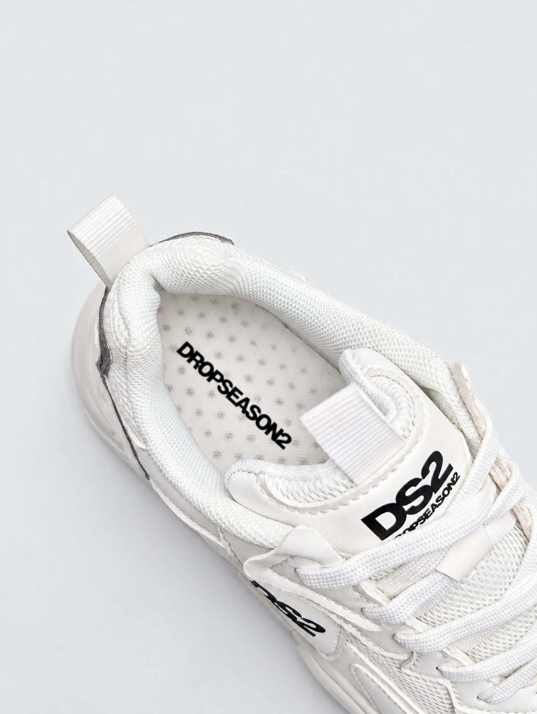 Sneakers DS2 donna bianche con suola alta - interno linguetta