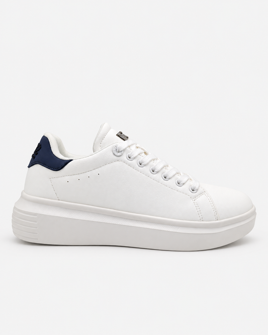 Sneaker uomo bianca DS2 Essential Oversize con tallone blu, vista laterale esterna