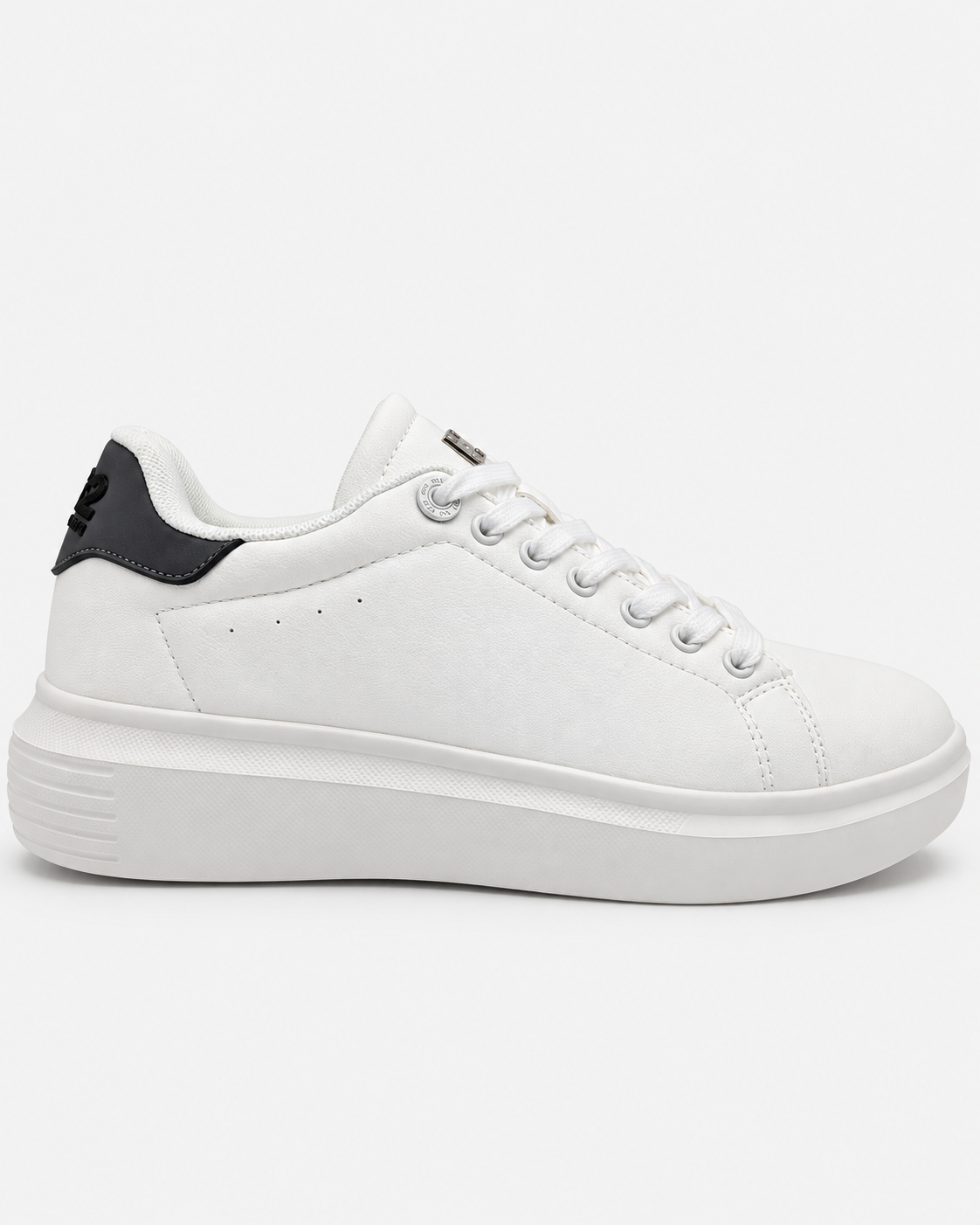 Sneaker uomo bianca DS2 Essential Oversize con tallone grigio e suola alta, vista laterale esterna