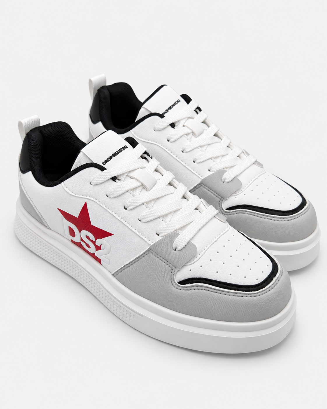 Paio di sneakers uomo DS2 Platform Star bianco grigio visto di tre quarti