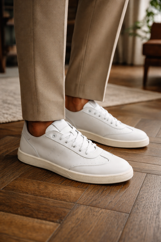 Sneakers artigianali Colbaffo in pelle bianca