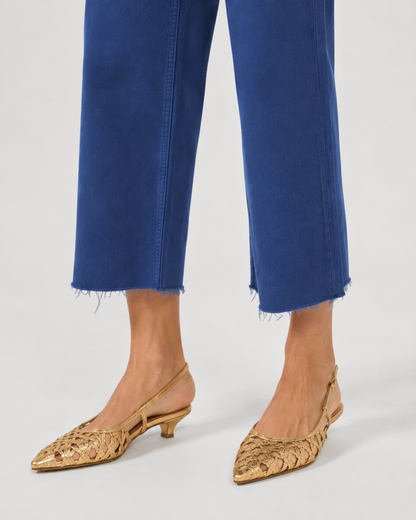 Pantalone in cotone Rita Cropped in Tencel blu Marino ciano - Roy Roger's