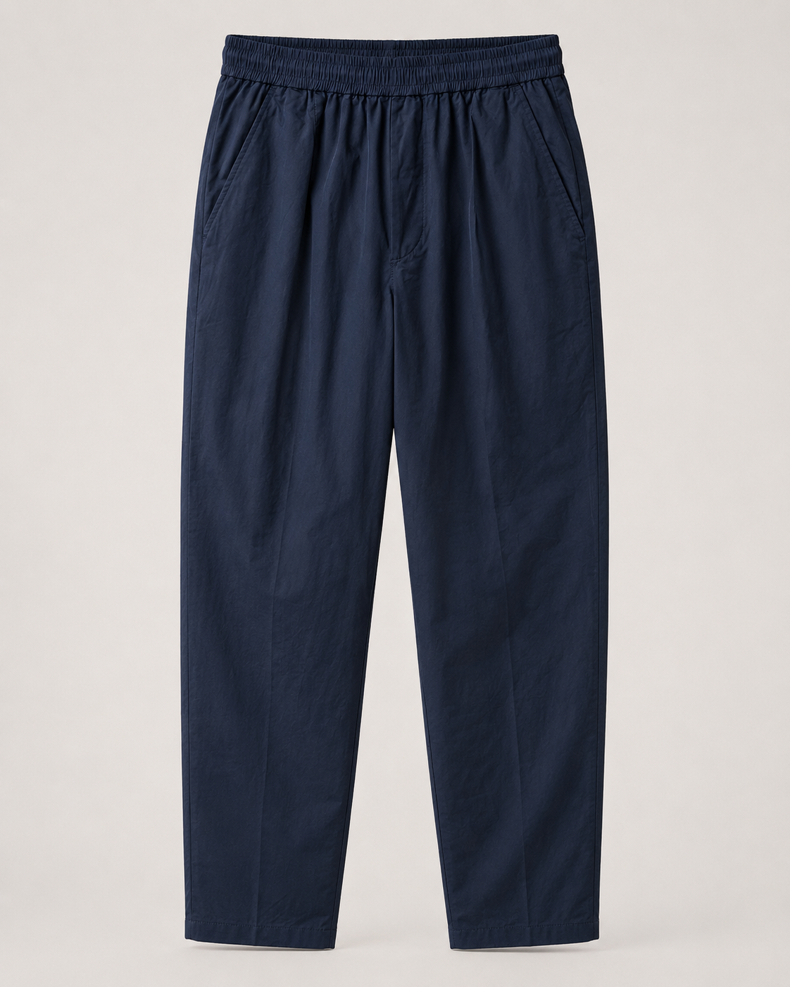 Pantalone uomo carrot fit blu in fresco cotone con vita elastica