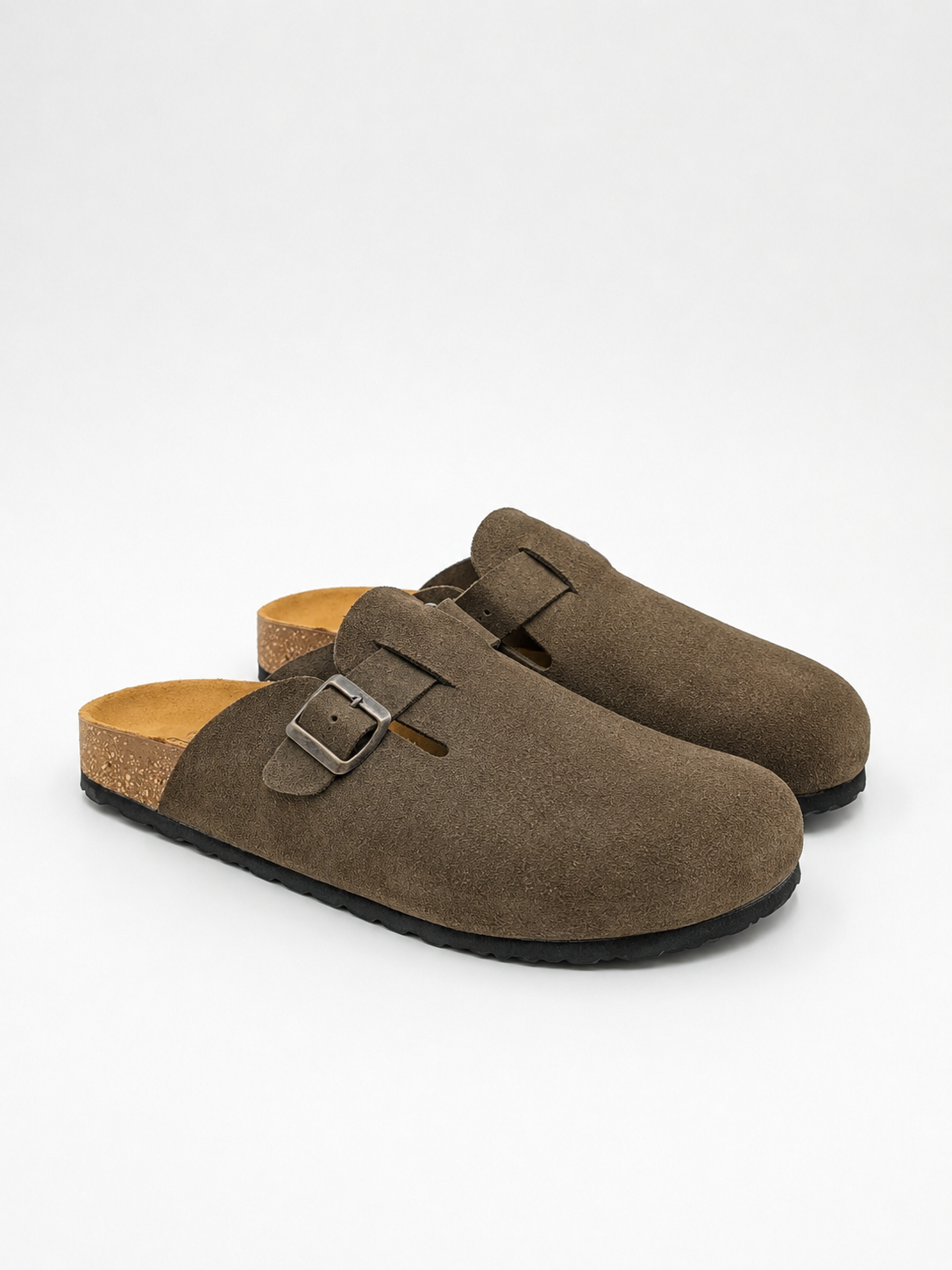 Sabot Uomo Marrone in Pelle Scamosciata con Plantare Imbottito