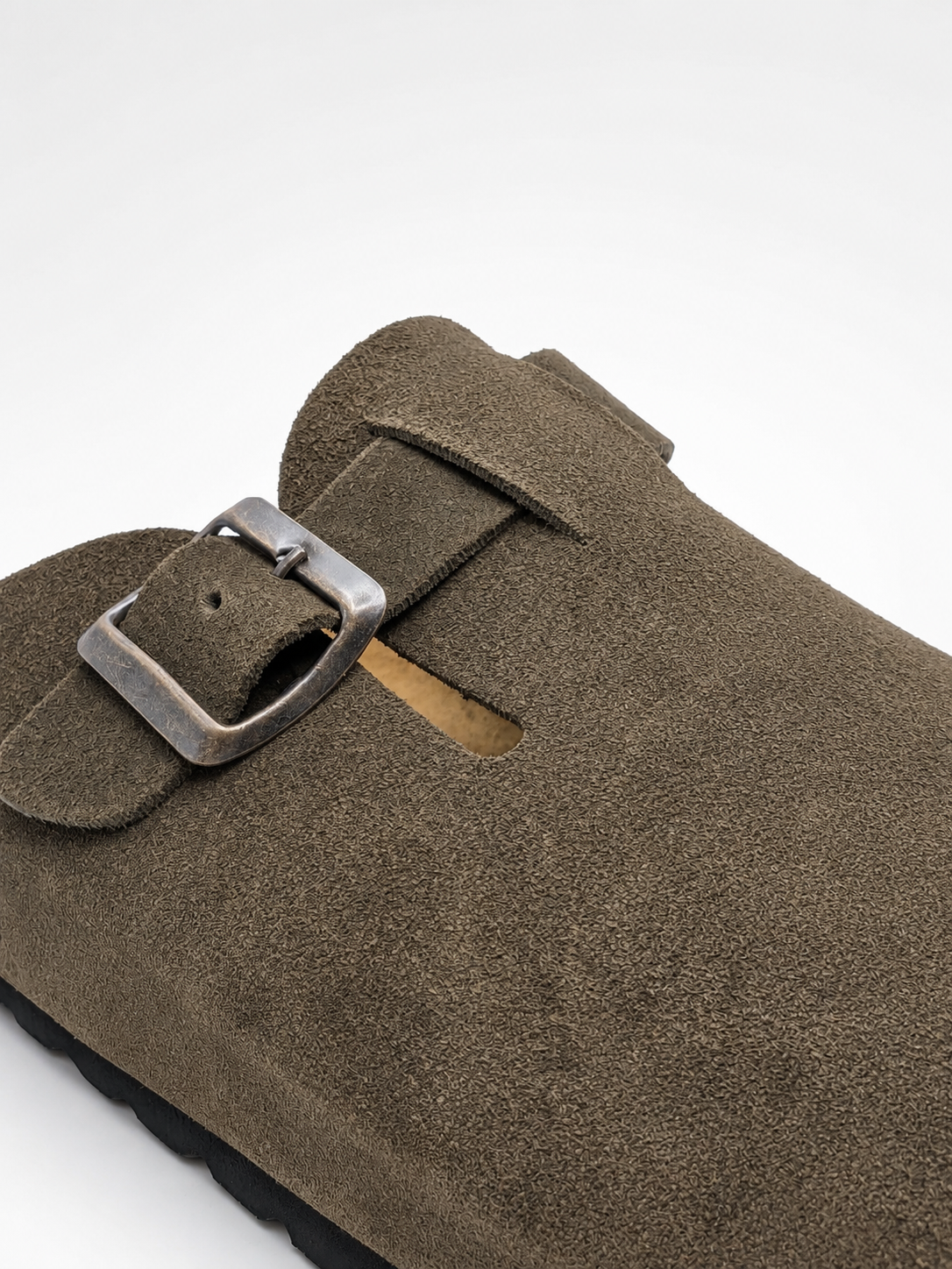 Sabot Uomo Marrone in Pelle Scamosciata con Plantare Imbottito