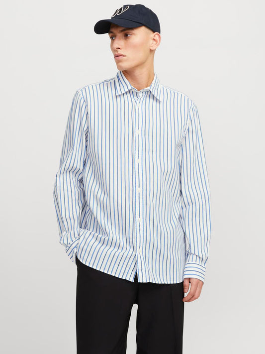 Camicia a righe bianca in lino cotone Jack&Jones premium