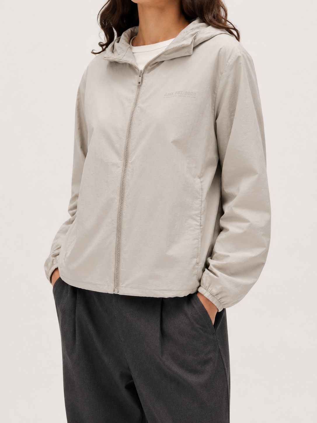 Giacca a vento Beige donna con cappuccio JJXX