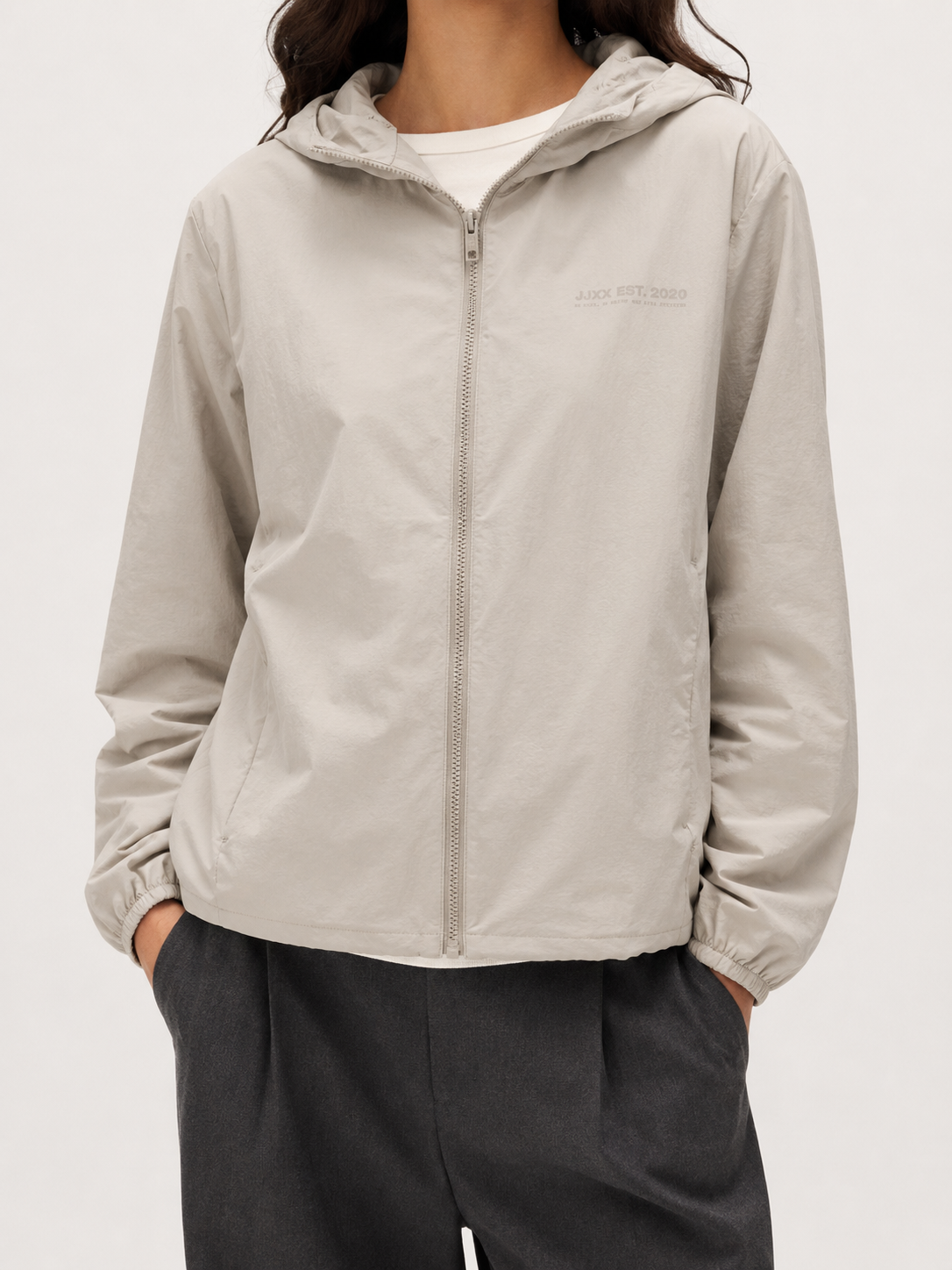 Giacca a vento Beige donna con cappuccio JJXX