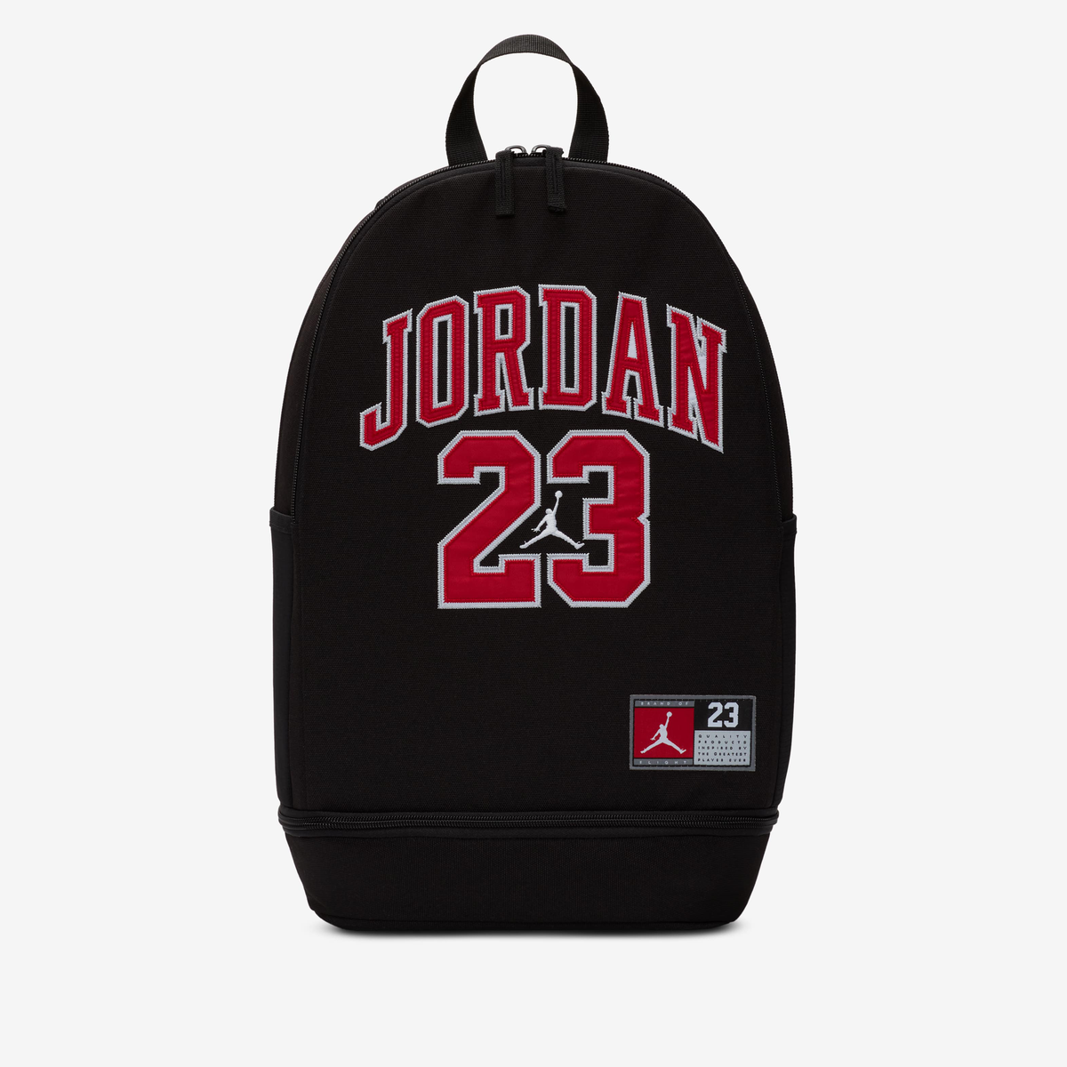 Zaino Jordan Jersey 27L nero 9A0780-023, vista frontale con grafica Jordan 23