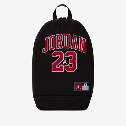 Zaino Jordan Jersey 27L nero 9A0780-023, vista frontale con grafica Jordan 23