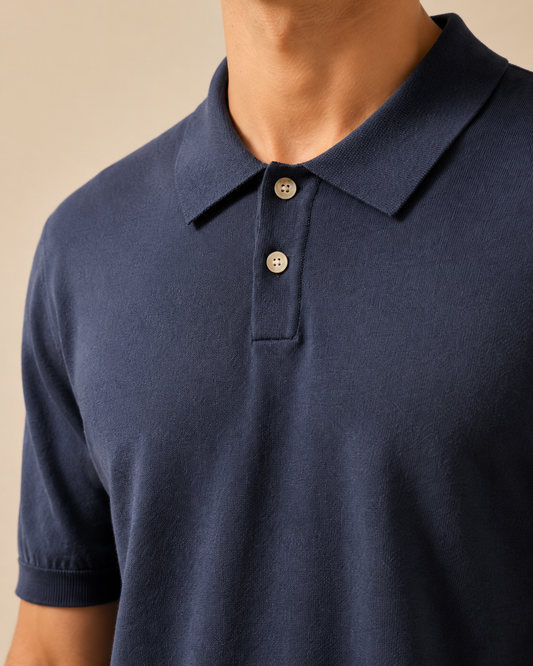 Polo Blu in filo viscosa