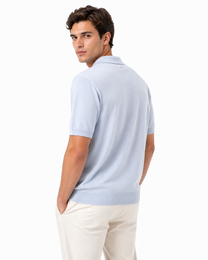 Polo uomo celeste in filo viscosa