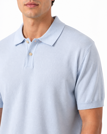 Polo uomo celeste in filo viscosa