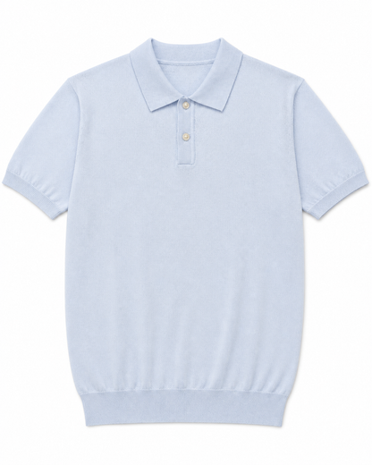 Polo uomo celeste in filo viscosa