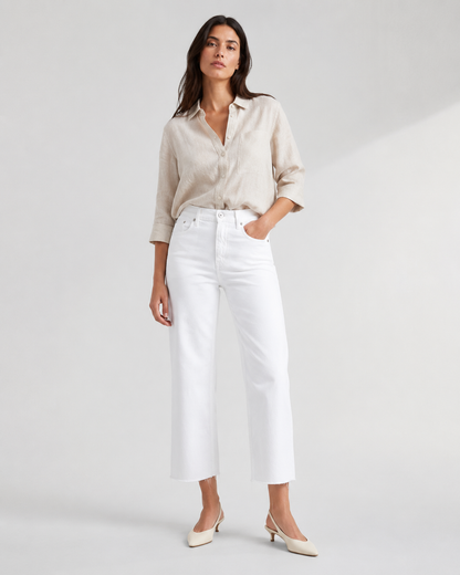 Pantalone in cotone Rita Cropped in Tencel Bianco Blanc de Blanc - Roy Roger's