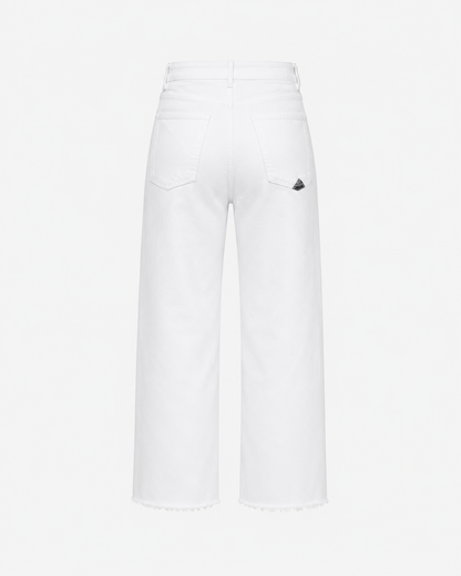 Pantalone in cotone Rita Cropped in Tencel Bianco Blanc de Blanc - Roy Roger's