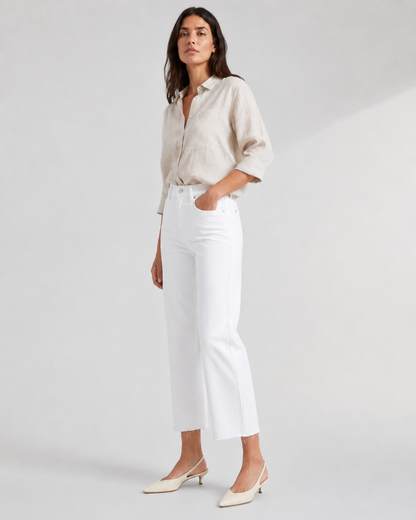 Pantalone in cotone Rita Cropped in Tencel Bianco Blanc de Blanc - Roy Roger's
