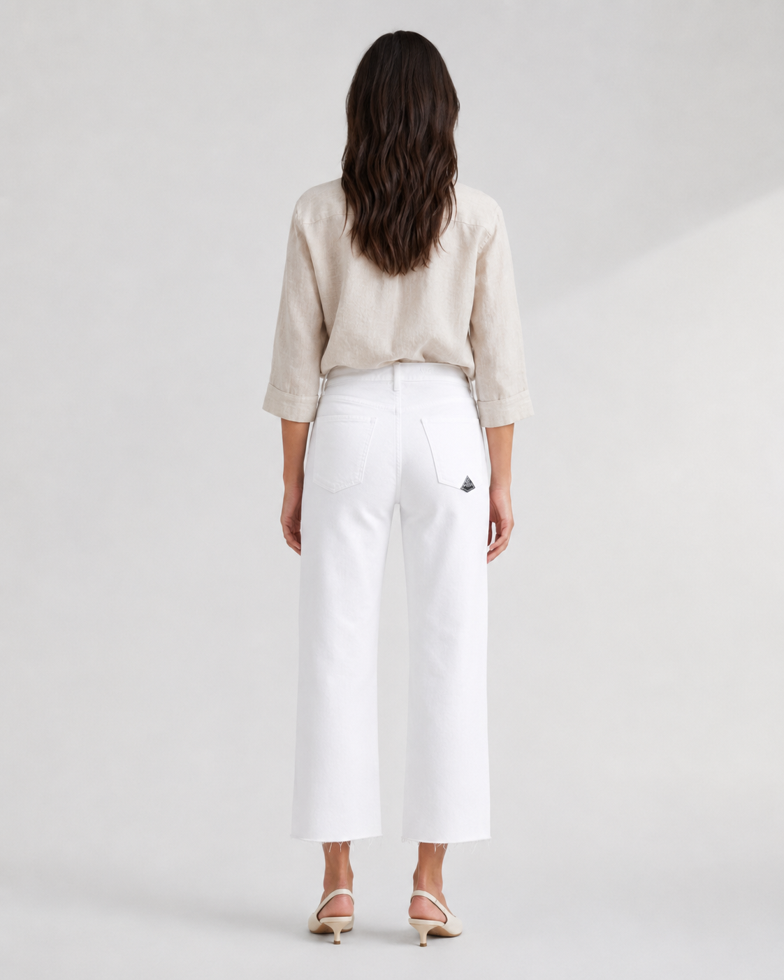 Pantalone in cotone Rita Cropped in Tencel Bianco Blanc de Blanc - Roy Roger's