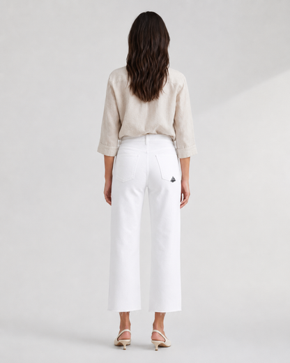 Pantalone in cotone Rita Cropped in Tencel Bianco Blanc de Blanc - Roy Roger's